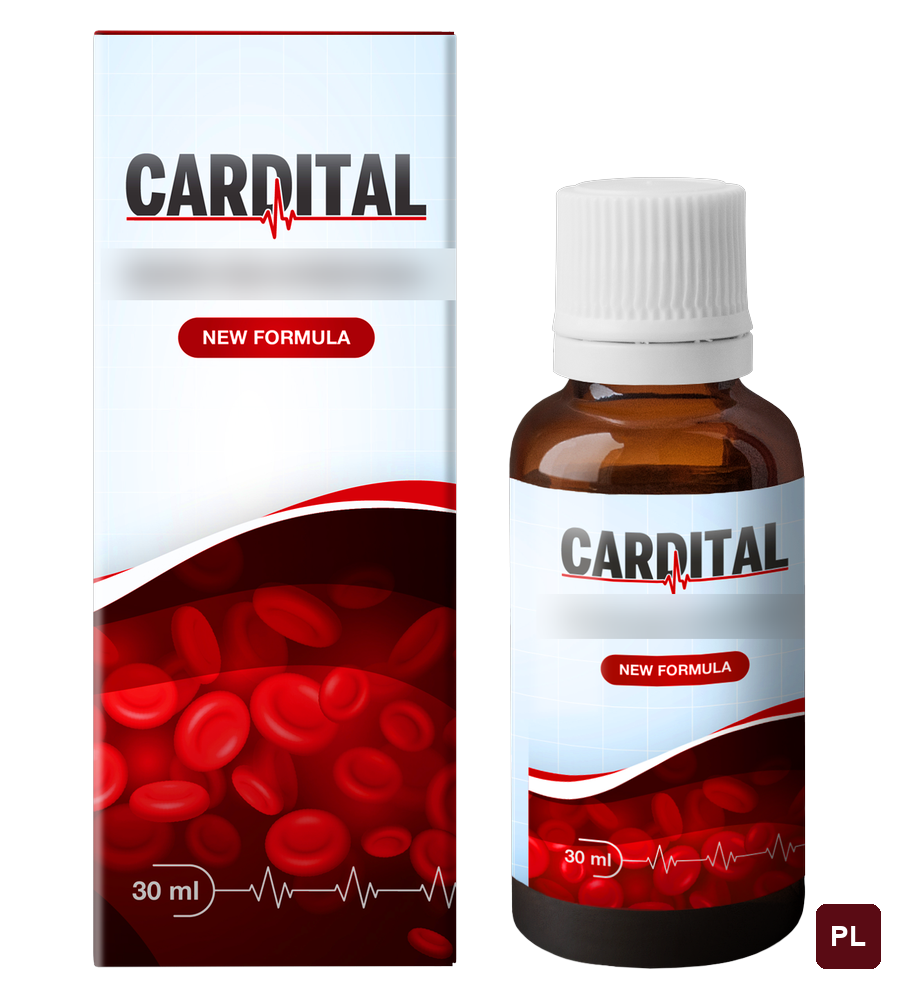 Cardital Drops — brązowa butelka 30 ml z kroplomierzem; hasło z etykiety rozmyte